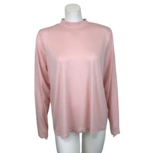 Eloquii Pink Rib Knit Summer Weight Mock Turtleneck Sweater Top